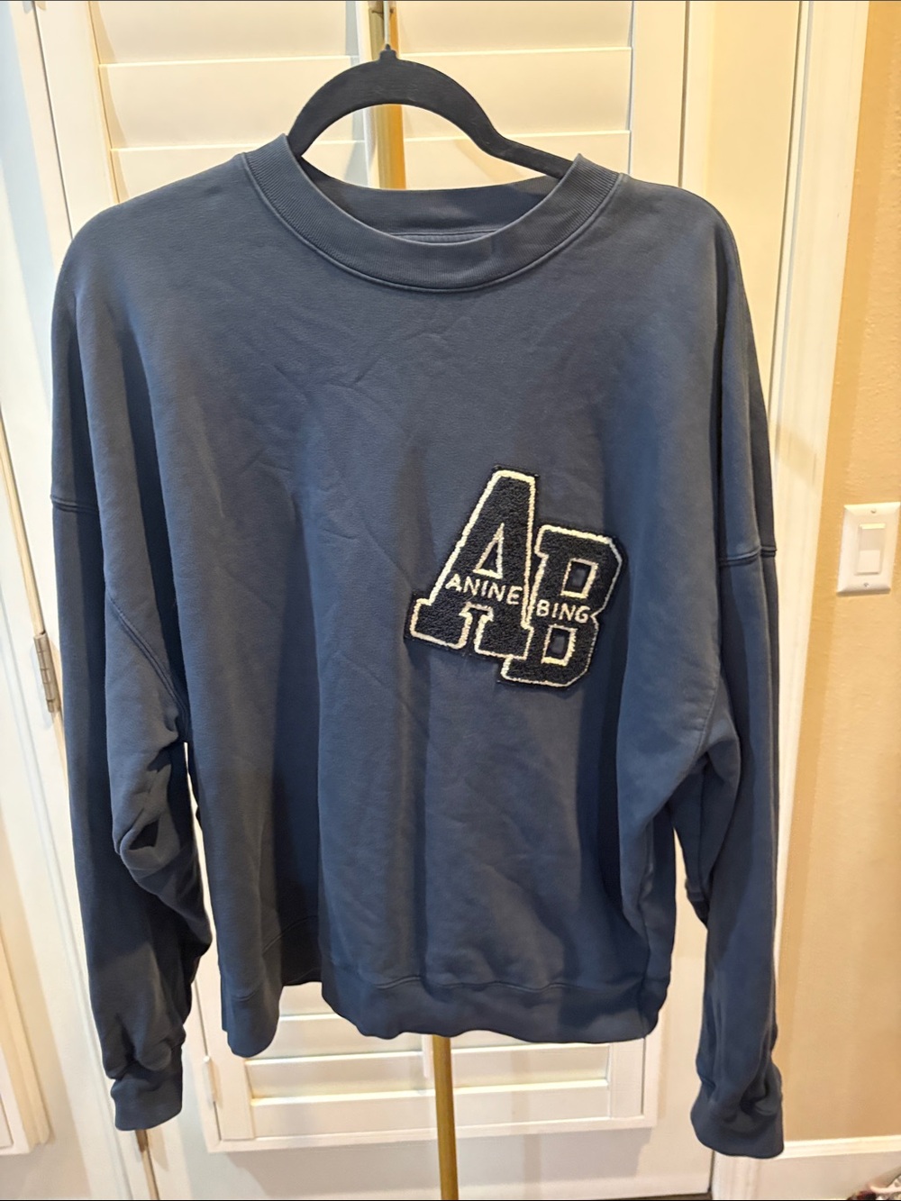 Anine Bing Slate Blue Logo Crewneck Sweatshirt